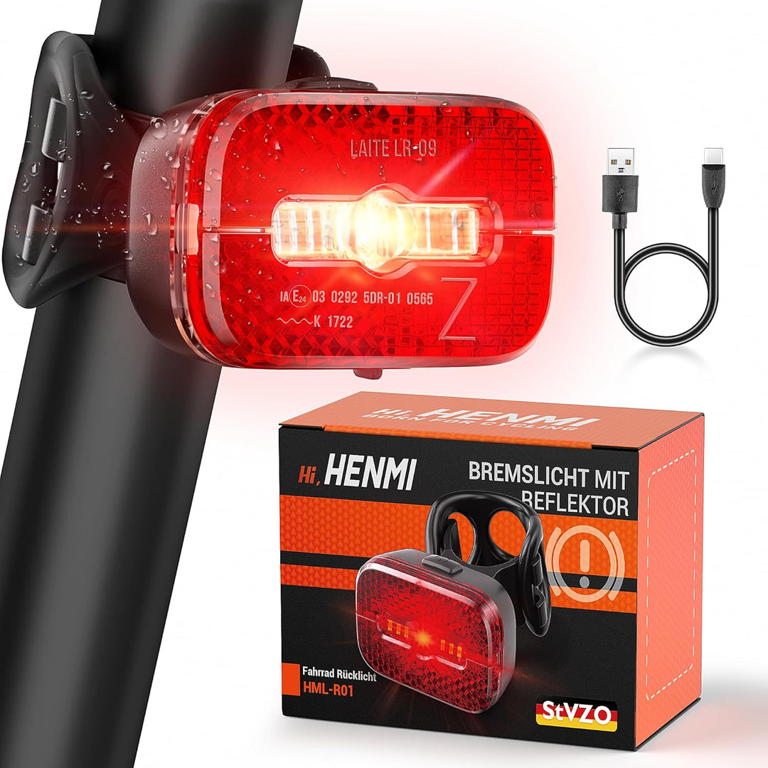 rennrad rücklicht HENMI LED Rücklicht Fahrrad, IPX5 Wasserdicht Fahrrad Reflektor Hinten