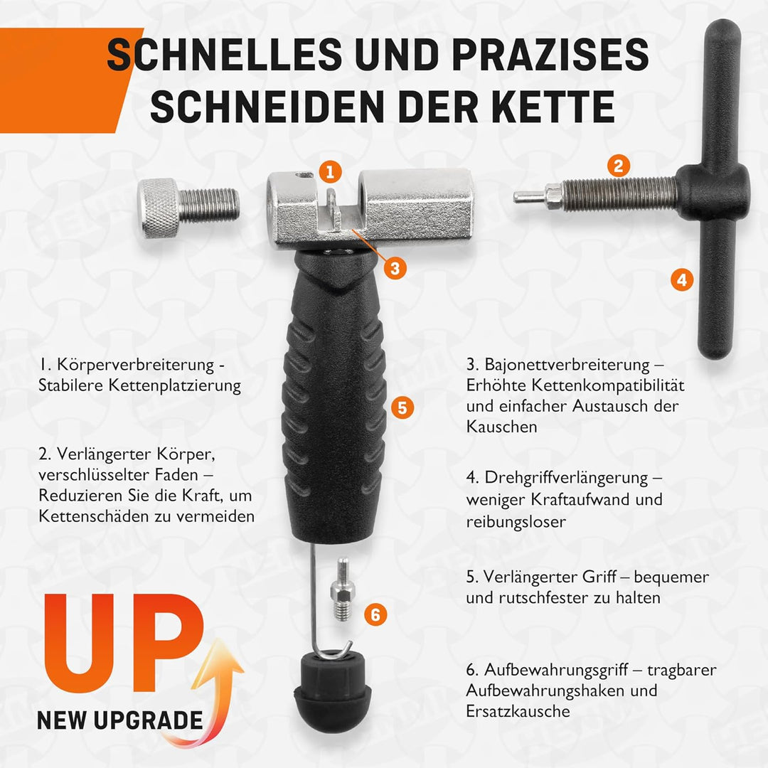 HENMI Kettennieter Fahrrad, Kettenzange, Kettenschloss Zange und 4 Paar Fahrradketten Nieten Fahrradkette Reparatur Set für 6-12 Fach Fahrradkette Werkzeug