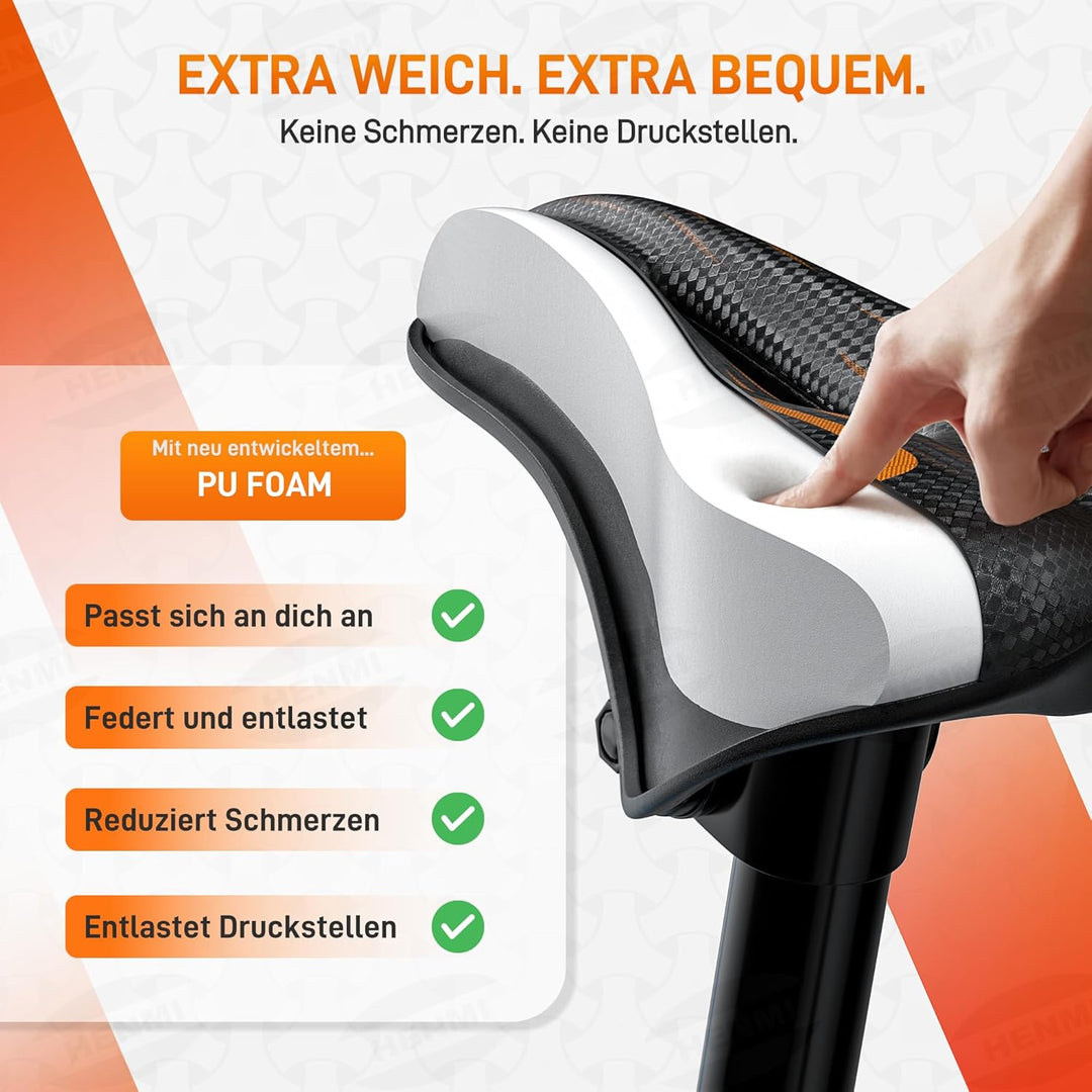 HENMI Fahrradsattel Herren Damen Weicher, Komfortabel Atmungsaktiv Sto
