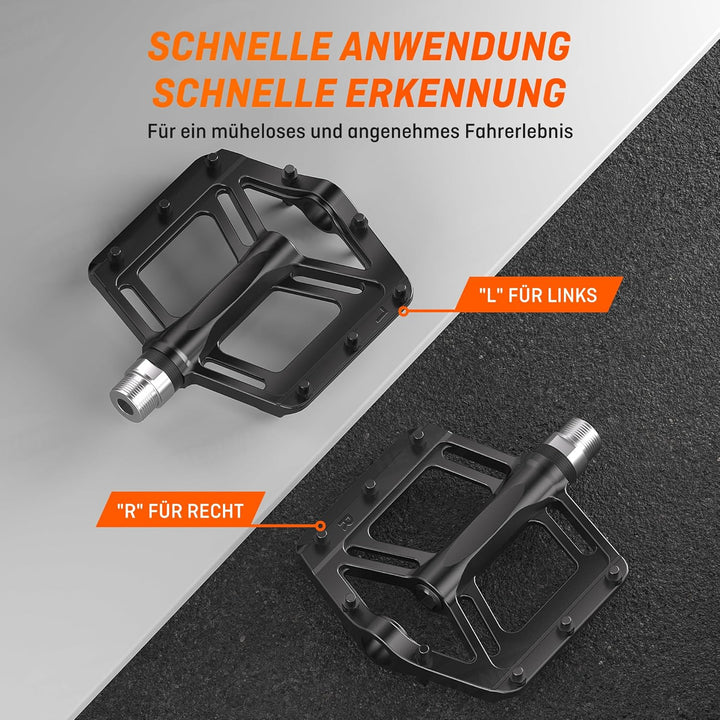 HENMI Fahrradpedale 9/16 Zoll Aluminium MTB Pedale mit Abgedichtete Lager Fahrrad Pedalen rutschfest Breites Plattformpedal für EBike, MTB, Rennrad, Trekking Pedale Universal