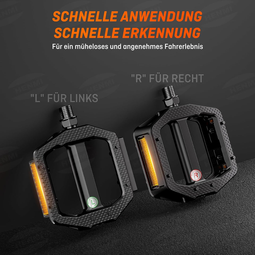 HENMI Fahrradpedale mit StVZO Zugelassen Reflektoren, 9/16 Zoll Fahrra