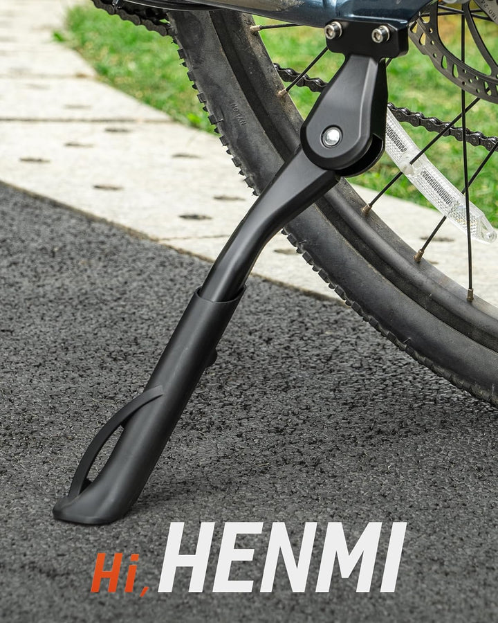 HENMI Fahrradständer 24-29 Zoll Pro+, Fahrradständer mit 4 Löchern, 20mm oder 40mm Lochabstand, M5 Schraube Schraubenöffnung 5mm, Stabil Seitenständer für E-Bike, MTB