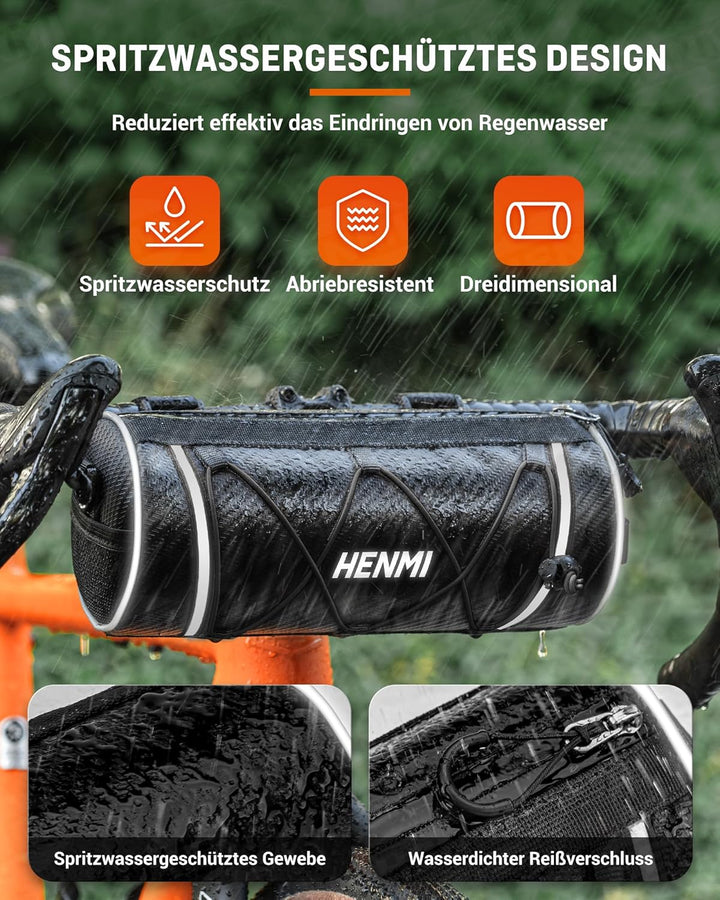 fahrradtasche vorne für e-bike HENMI Lenkertasche Fahrrad Wasserdicht, Fahrradtasche Lenker für E-Bik