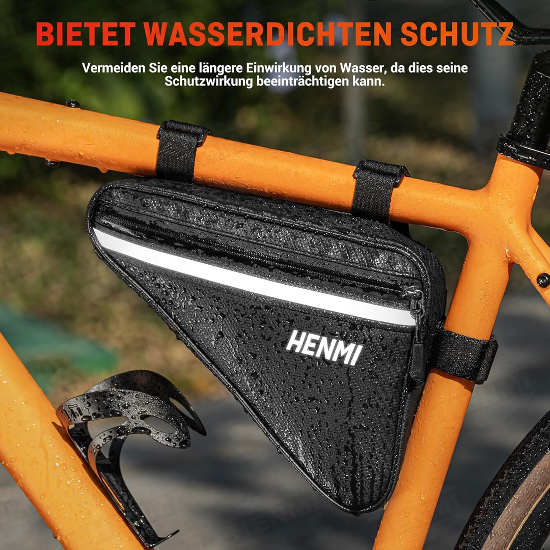 HENMI Fahrradtasche Rahmen, Dreieckstasche Fahrrad Wasserdicht Reflekt