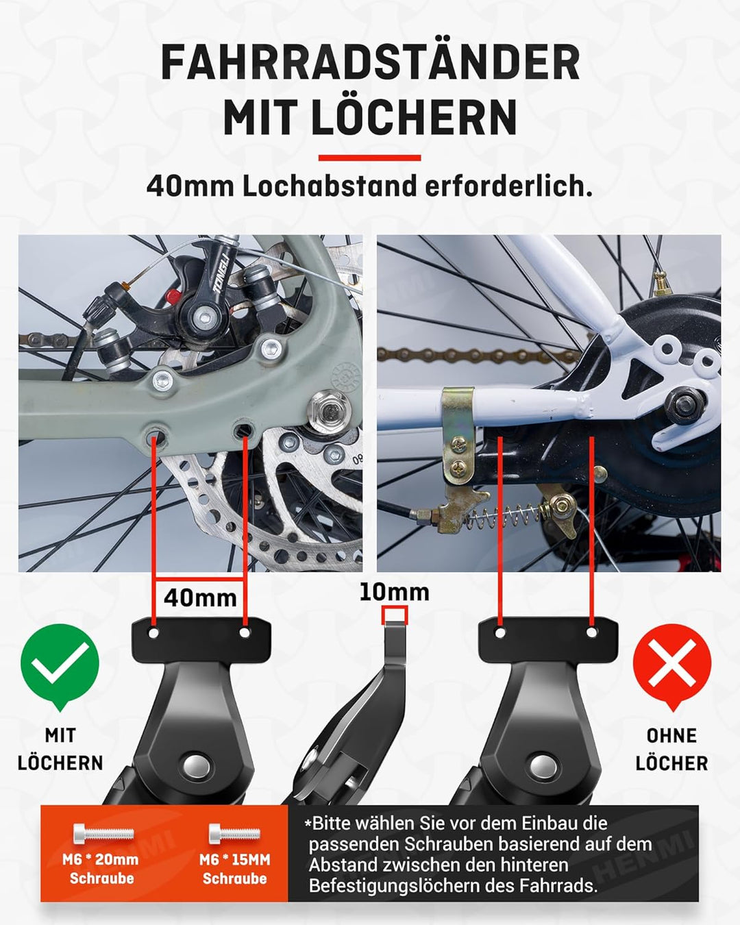 fahrradständer abstände HENMI Fahrradständer 24-29 Zoll Pro+, Fahrradständer mit 4 Löchern, 20