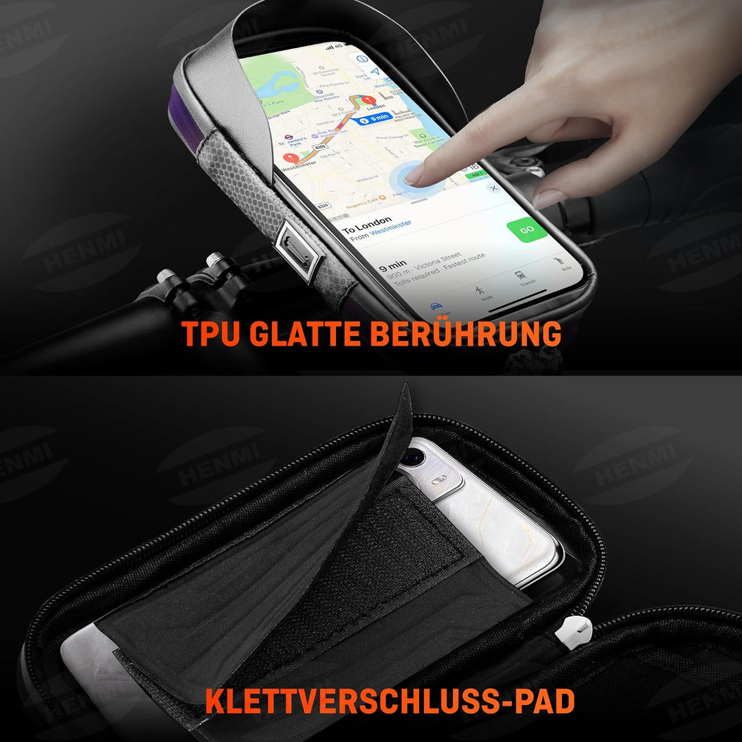 handyhalterung fahrrad wasserdicht iphone 7 HENMI Handyhalterung Fahrrad Wasserdicht IPX5 Rahmentasche Fahrrad mit