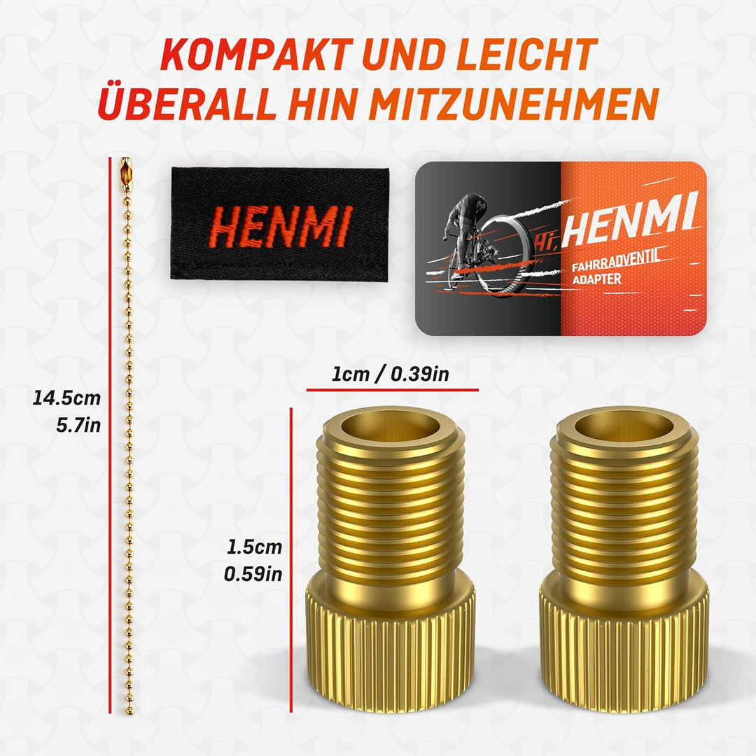 HENMI Fahrradventil Adapter mit Schlüsselanhänger, Französisches Venti