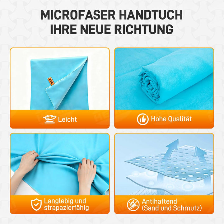 HENMI Mikrofaser Handtuch weich und tragbar, Ideal für Sauna Reisen. Hautfreundlich, hochsaugfähig, schnelltrocknend. Geeignet als Sporthandtuch Strandtuch Saunahandtuch Badetuch