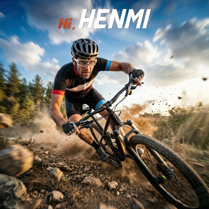 HENMI Fahrradhandschuhe Halbfinger Herren Damen, Atmungsaktiv MTB Handschuhe Radsporthandschuhe mit Polsterung Rutschfestem Grip für Radfahren, Fitness, Outdoor Sportarten