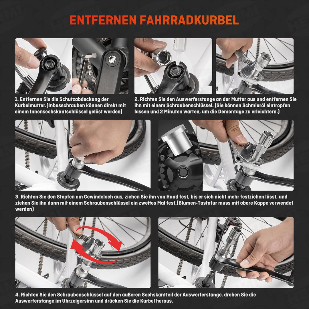rennrad kurbel abziehen HENMI Fahrrad Kurbelabzieher Set, Universal Tretlager Abzieher Fahrrad