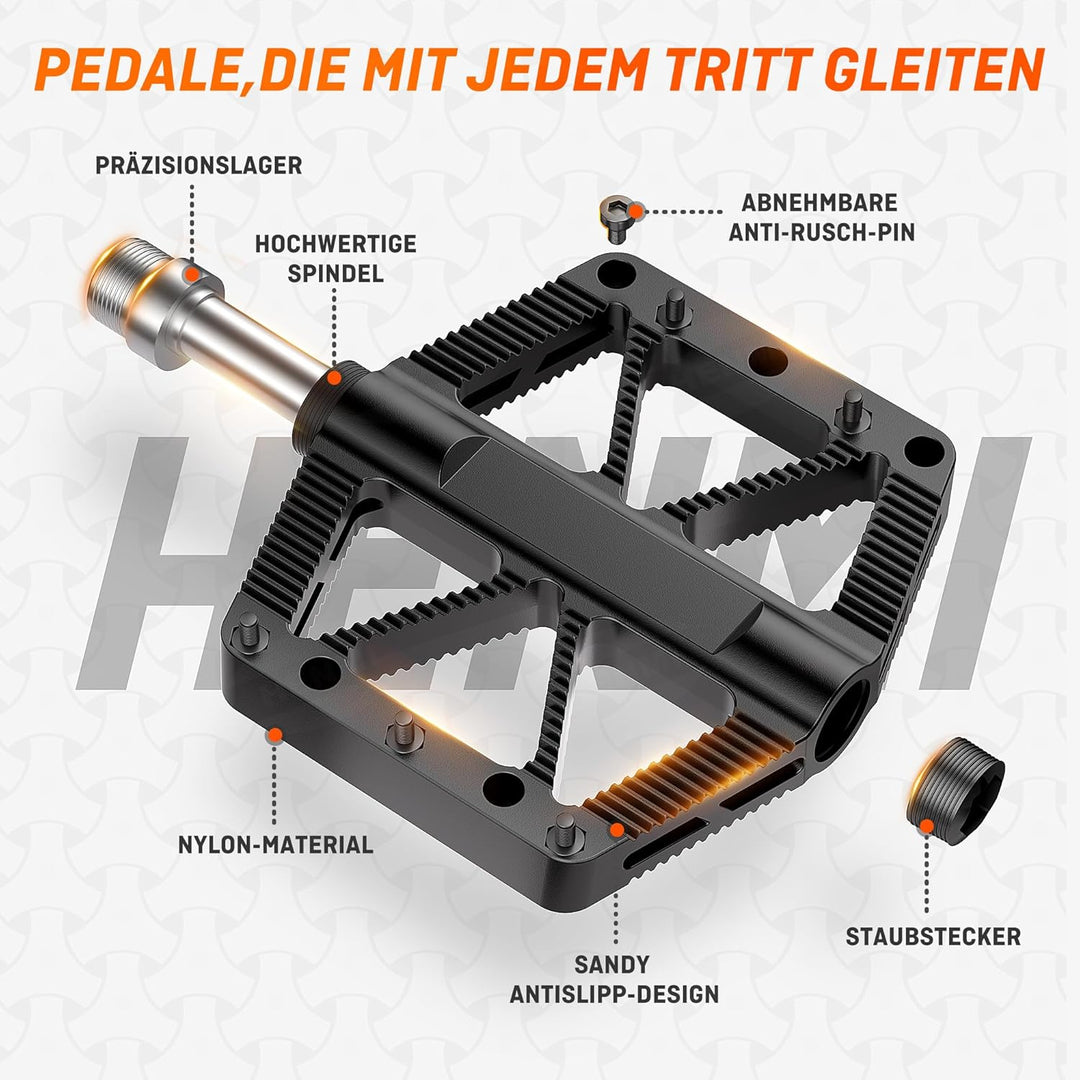 abnehmbare pedale HENMI Pedale Fahrrad MTB, 9/16 Zoll Fahrradpedale rutschfest, Aluminiu