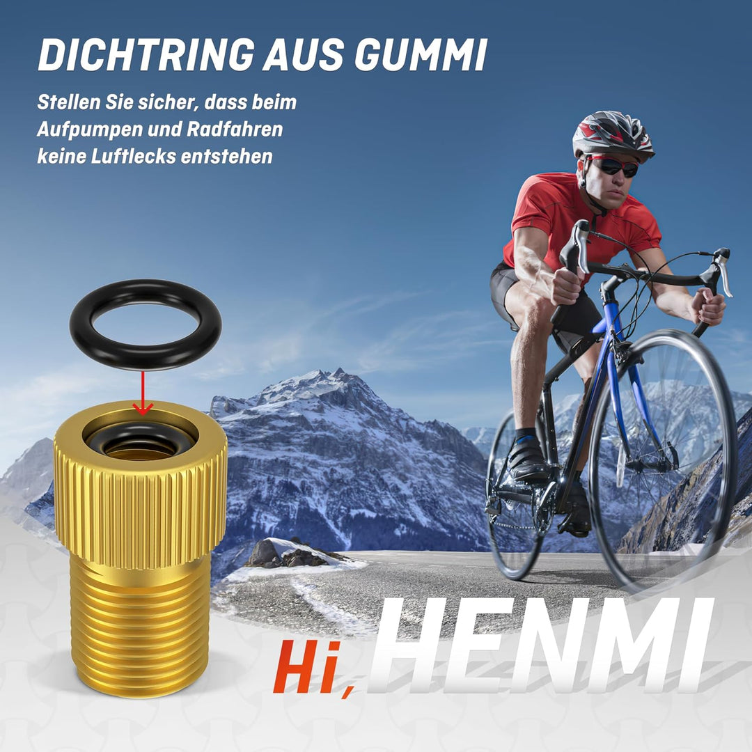 HENMI Fahrradventil Adapter mit Schlüsselanhänger, Französisches Venti