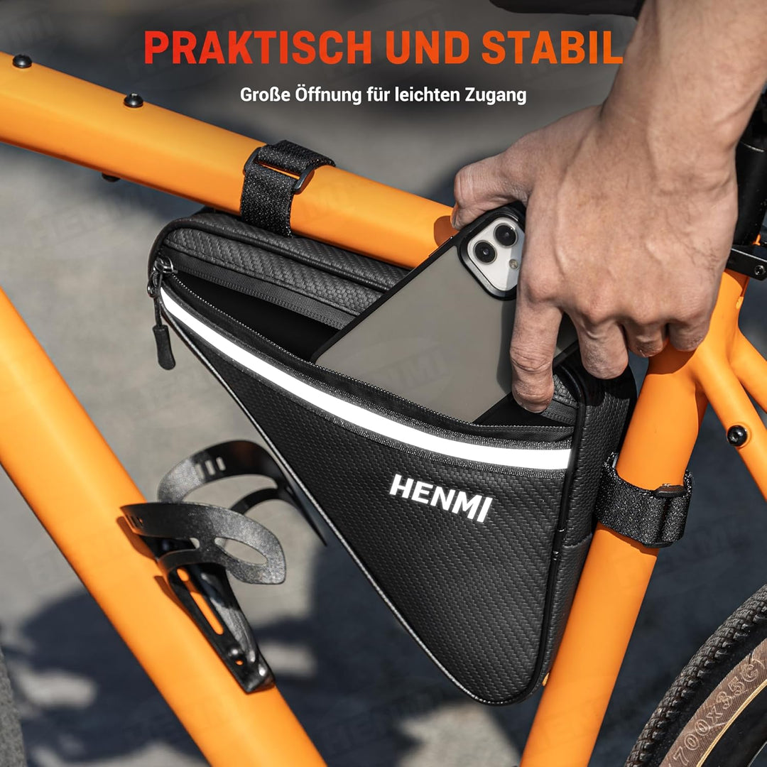 HENMI Fahrradtasche Rahmen, Dreieckstasche Fahrrad Wasserdicht Reflekt