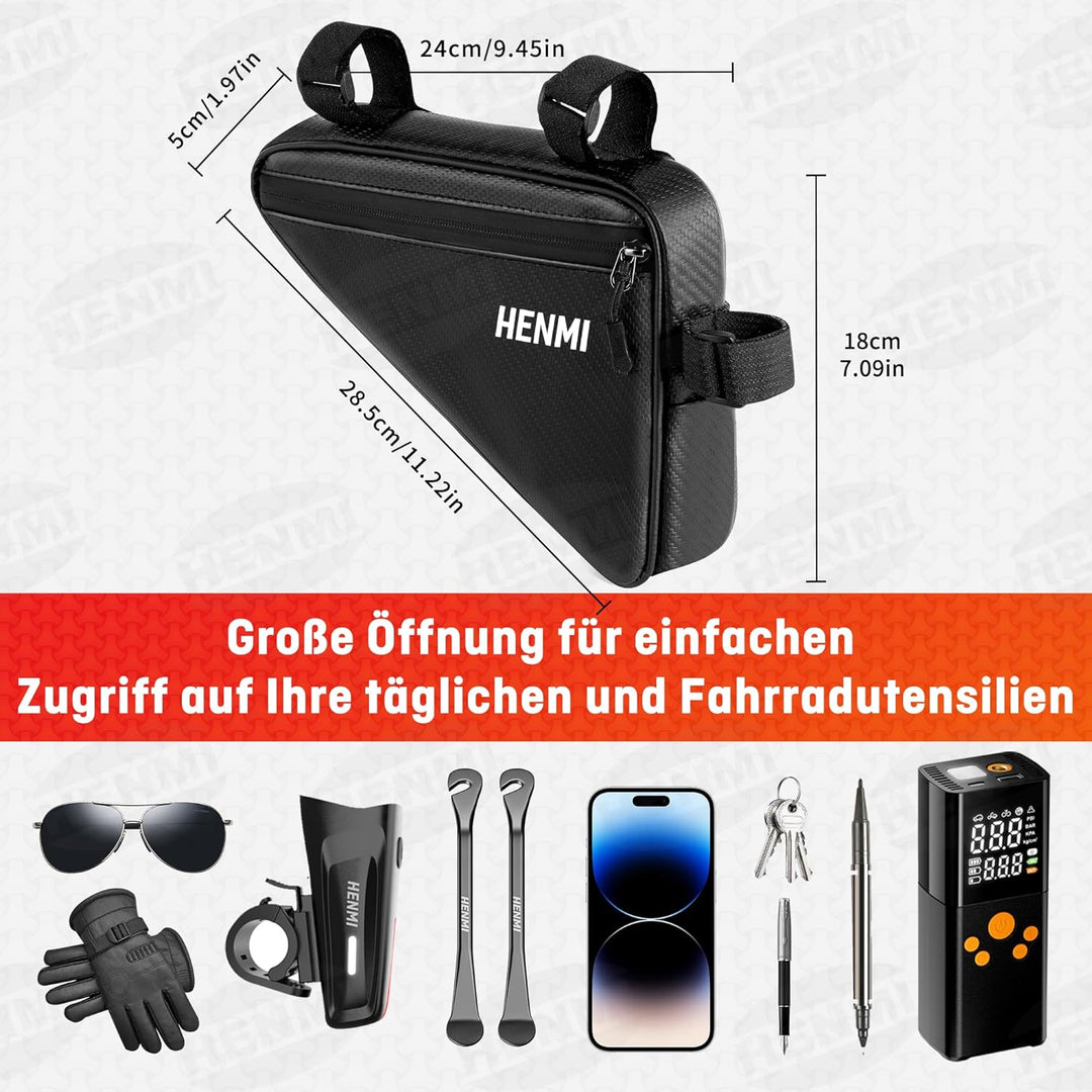 fahrradtasche rahmen damenrad HENMI Fahrradtasche Rahmen, wasserdichte Rahmentasche Dreieckstasche,