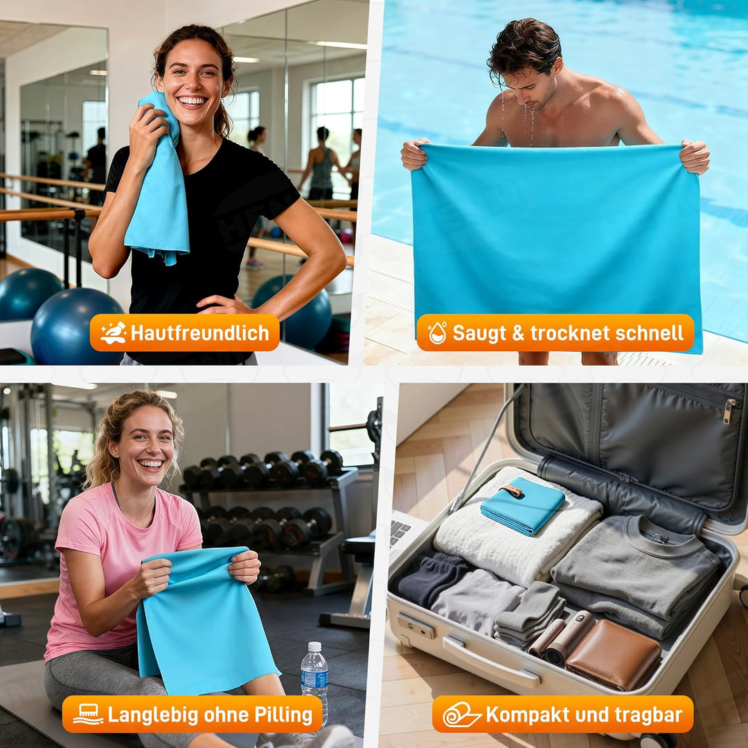 HENMI Mikrofaser Handtuch weich und tragbar, Ideal für Sauna Reisen. Hautfreundlich, hochsaugfähig, schnelltrocknend. Geeignet als Sporthandtuch Strandtuch Saunahandtuch Badetuch