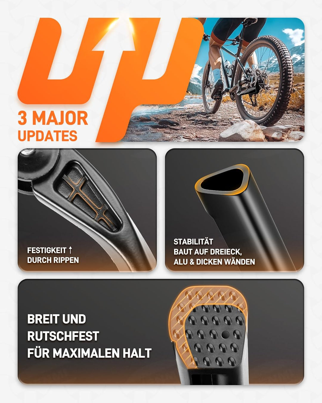 fahrradständer breit HENMI Fahrradständer 24-29 Zoll, Höhenverstellbar und Universal Seiten