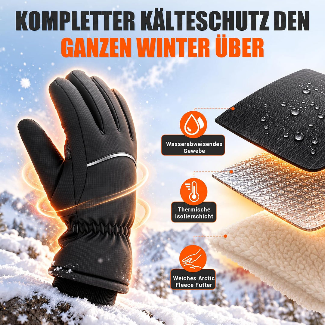 HENMI Winterhandschuhe Thermo Fahrradhandschuhe Herren Damen Arctic-Fleece-Innenfutter, wasserabweisend & winddichte warme Winterhandschuhe für Laufen, Skifahren, Wandern, Radfahren