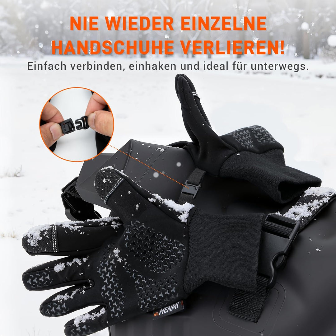 HENMI Fahrradhandschuhe Winter Herren Damen,Warme,Winddichte Touchscreen-Handschuhe mit rutschfestem Grip für Radfahren, Wandern, Skifahren &