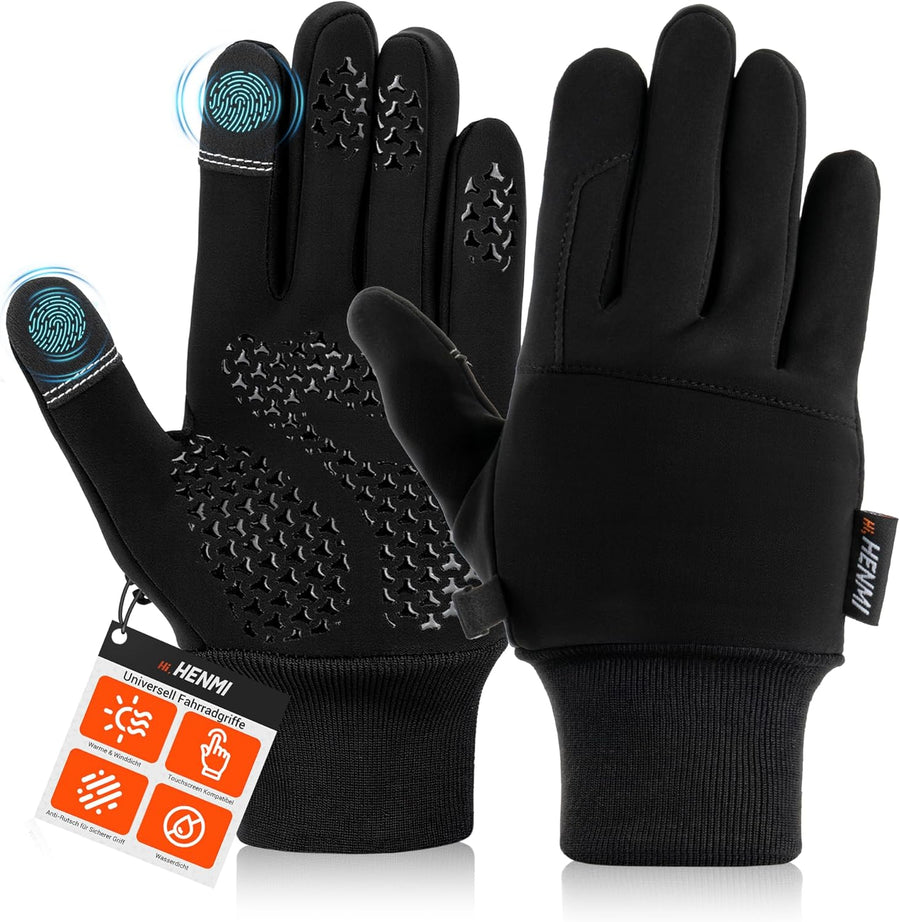 HENMI Fahrradhandschuhe Winter Herren Damen,Warme,Winddichte Touchscre