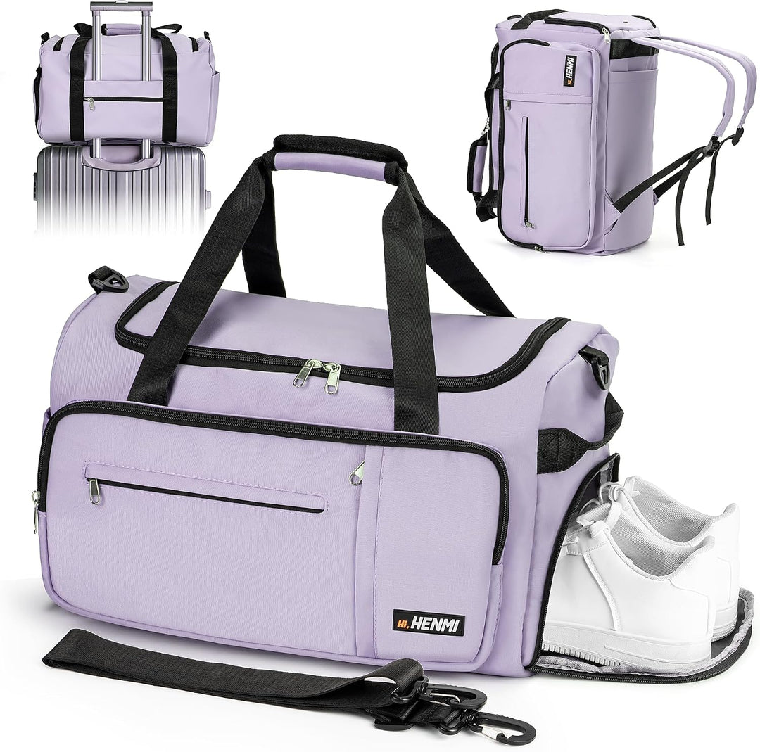 HENMI 43L Sporttasche & Reisetasche für Herren und Damen Groß gymbag mit Schuhfach & Nassfach, Faltbare Gym Tasche für Sport und Travel.Sport Tasche, Fitness Rucksack Trainingstasche