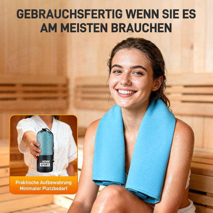 HENMI Mikrofaser Handtuch weich und tragbar, Ideal für Sauna Reisen. Hautfreundlich, hochsaugfähig, schnelltrocknend. Geeignet als Sporthandtuch Strandtuch Saunahandtuch Badetuch