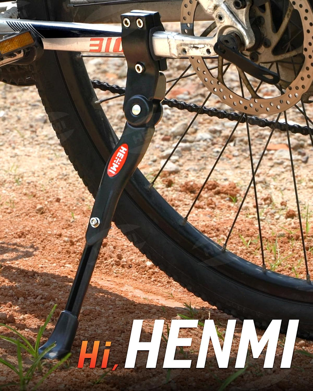 HENMI Fahrradständer 24-28 Zoll, 4 cm Höhenverstellbar und Universal Seitenständer, Dauerhaft Bike Stand gemacht durch Aluminiumlegierung
