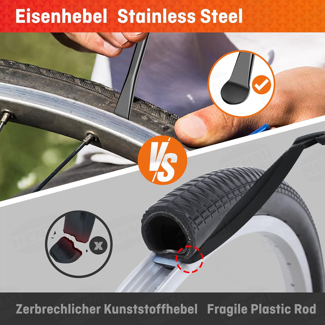 fahrrad reifen flickzeug HENMI Fahrrad Flickzeug Set, Tragbar Flickset Fahrradreifen mit Reifen