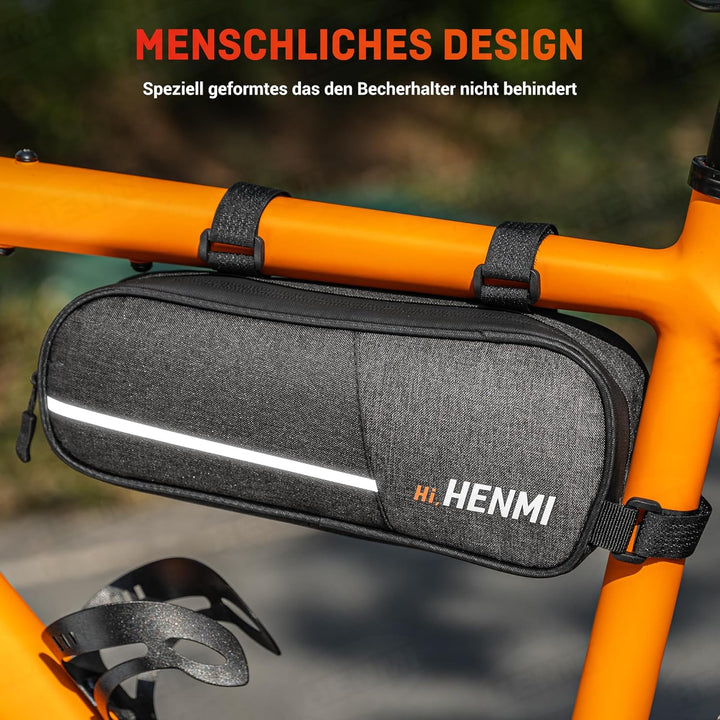 HENMI Fahrradtasche Rahmen, Rahmentasche Fahrrad Klein mit Reflektierend, Rahmentasche für Rennrad, MTB Fahrrad Werkzeugtasche