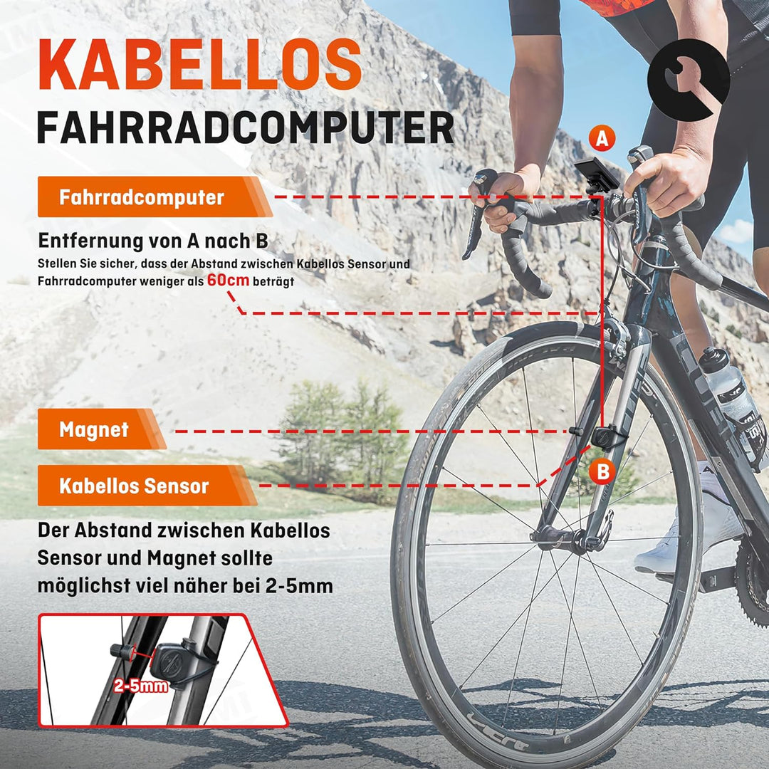 fahrradcomputer für zwei fahrräder HENMI Fahrradcomputer Kabellos, 3,2 Zoll Multifunktion Fahrradtacho Ka