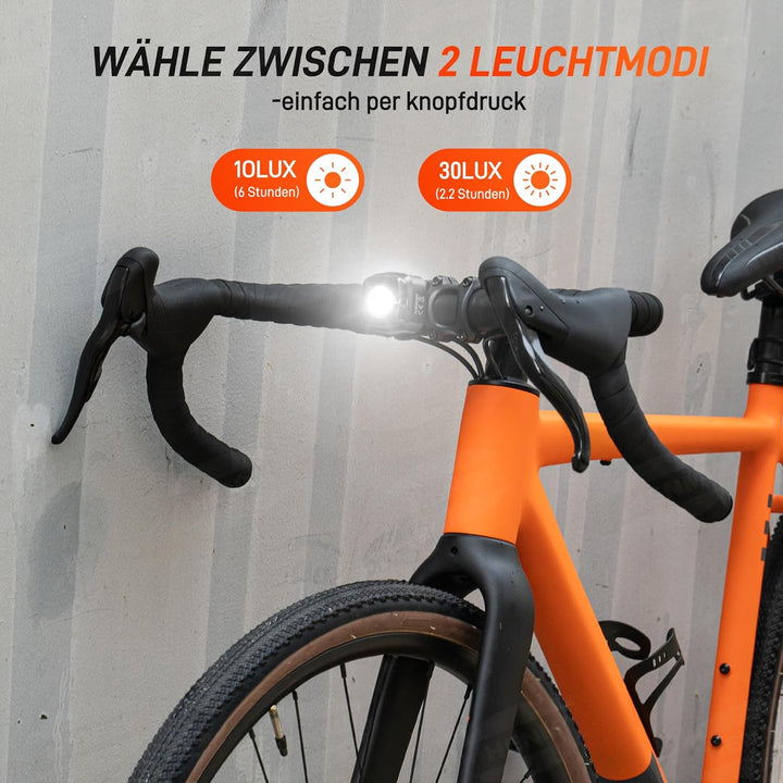 HENMI LED Fahrradlicht vorne, StVZO-zugelassen Fahrradbeleuchtung, USB Aufladbar Fahrrad Frontlicht, IPX5 Wasserdicht Fahrradlampe(mit/ohne Fahrrad Reflektoren)