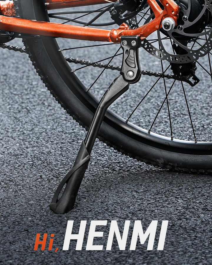 HENMI Fahrradständer 24-29 Zoll,Fahrradständer mit 2 Löchern,Stabil Seitenständer,Konzipiert für E-Bike und MTB,40mm Loch für M6 Schrauben,18mm Loch für M5/M6 Schrauben geeignet