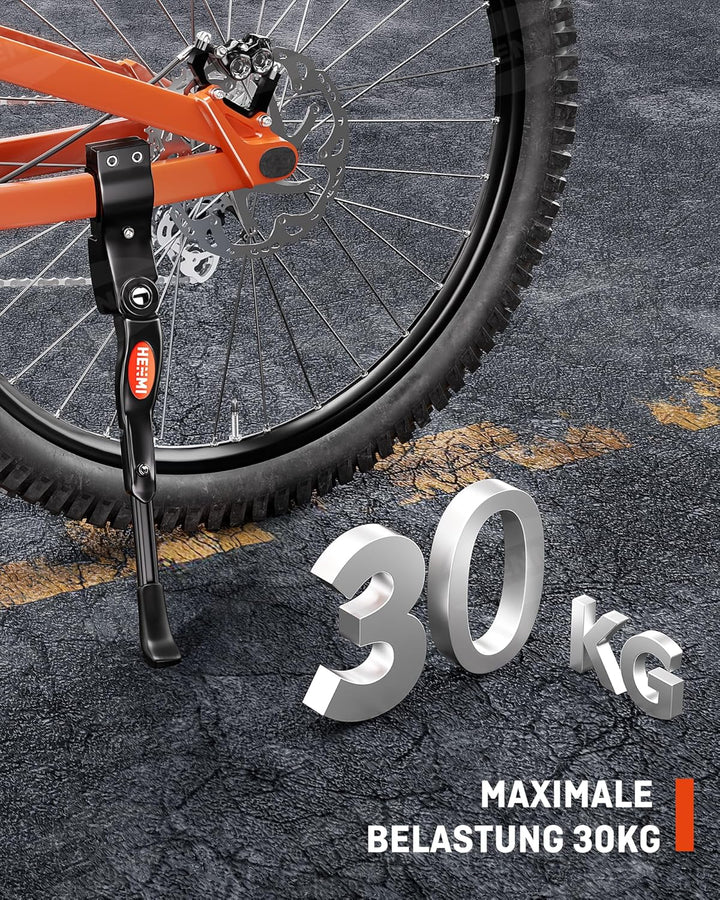 HENMI Fahrradständer 24-28 Zoll, 4 cm Höhenverstellbar und Universal Seitenständer, Dauerhaft Bike Stand gemacht durch Aluminiumlegierung