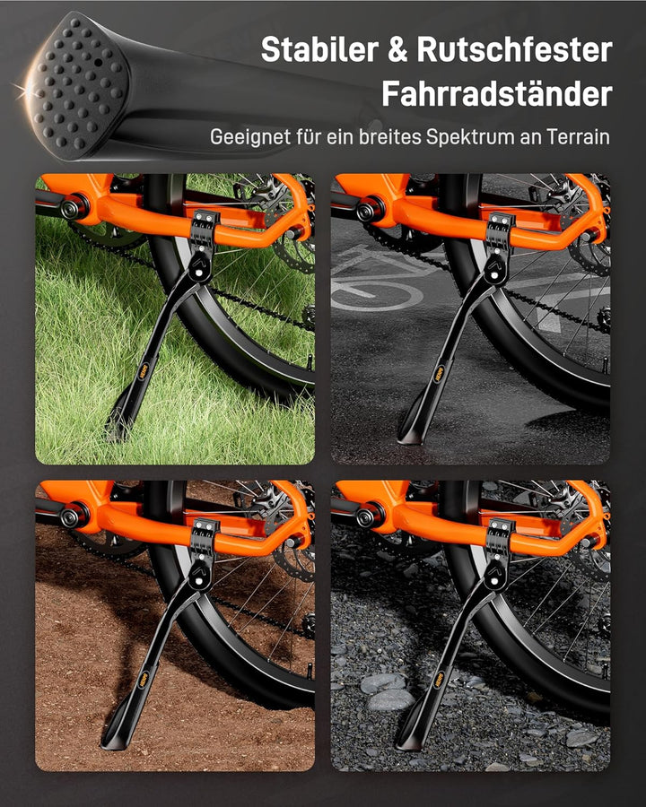 HENMI Fahrradständer 24-29 Zoll, Höhenverstellbar und Universal Seitenständer, Dauerhaft Bike Stand gemacht durch Aluminiumlegierung