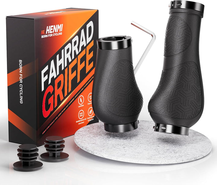 HENMI Ergonomische Fahrradgriffe,Rutschfester Lenkergriffe, Zwei Seiten Lock-On Design Fahrrad Lenker Griffe geeignet für MTB,E-Bike,Trekkingrad etc