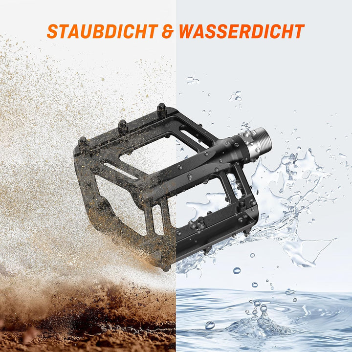HENMI Fahrradpedale 9/16 Zoll Aluminium MTB Pedale mit Abgedichtete Lager Fahrrad Pedalen rutschfest Breites Plattformpedal für EBike, MTB, Rennrad, Trekking Pedale Universal