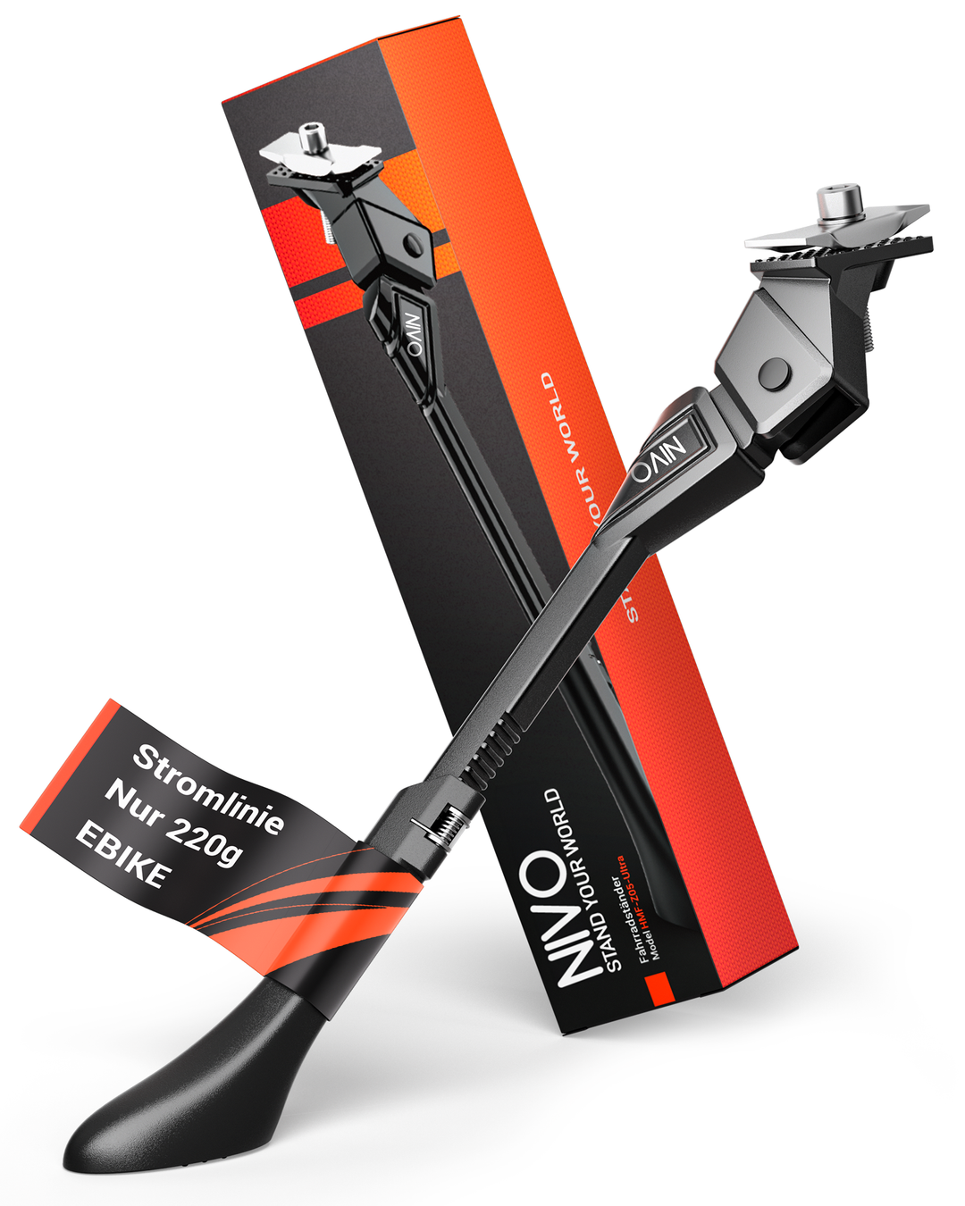 NIVO Fahrradständer 24-29 Zoll Höheverstellbar Mittelständer Ultra für E-Bike, Mountainbike, Trekkingrad, Cityrad Fahrradständer Seitenständer