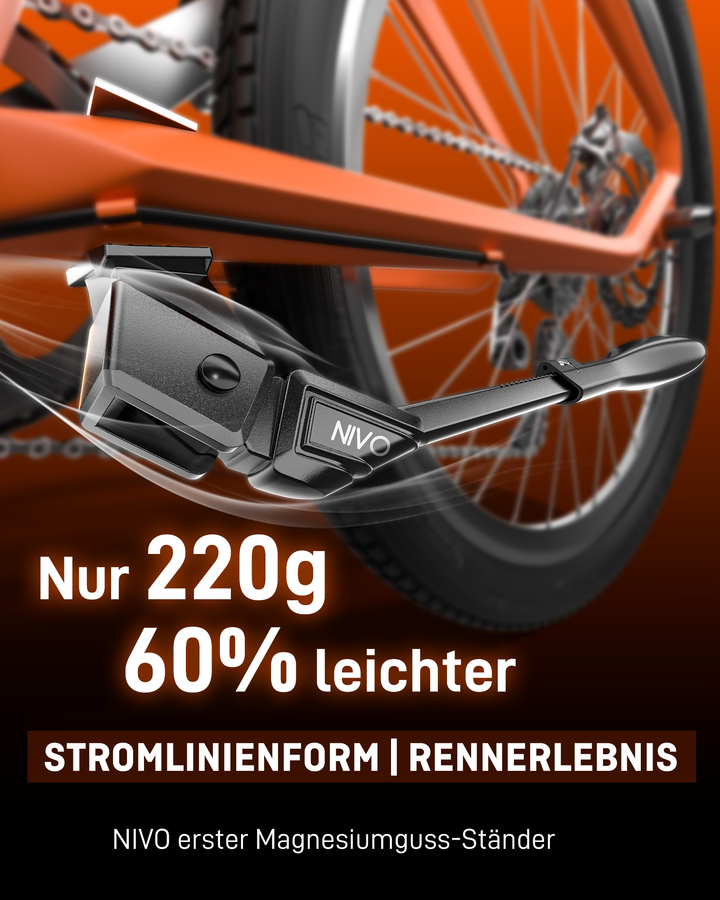 NIVO Fahrradständer 24-29 Zoll Höheverstellbar Mittelständer Ultra für E-Bike, Mountainbike, Trekkingrad, Cityrad Fahrradständer Seitenständer