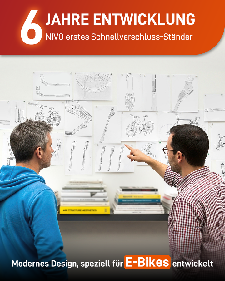 NIVO Fahrradständer 24-29 Zoll Höheverstellbar Mittelständer Ultra für E-Bike, Mountainbike, Trekkingrad, Cityrad Fahrradständer Seitenständer