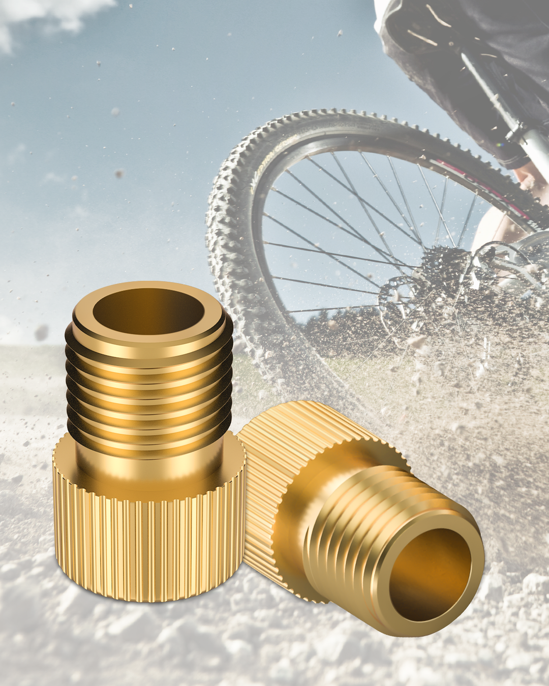 Fahrradventil Adapter 2er mit Dichtring, DV SV auf AV, Adapter Französ – HENMI