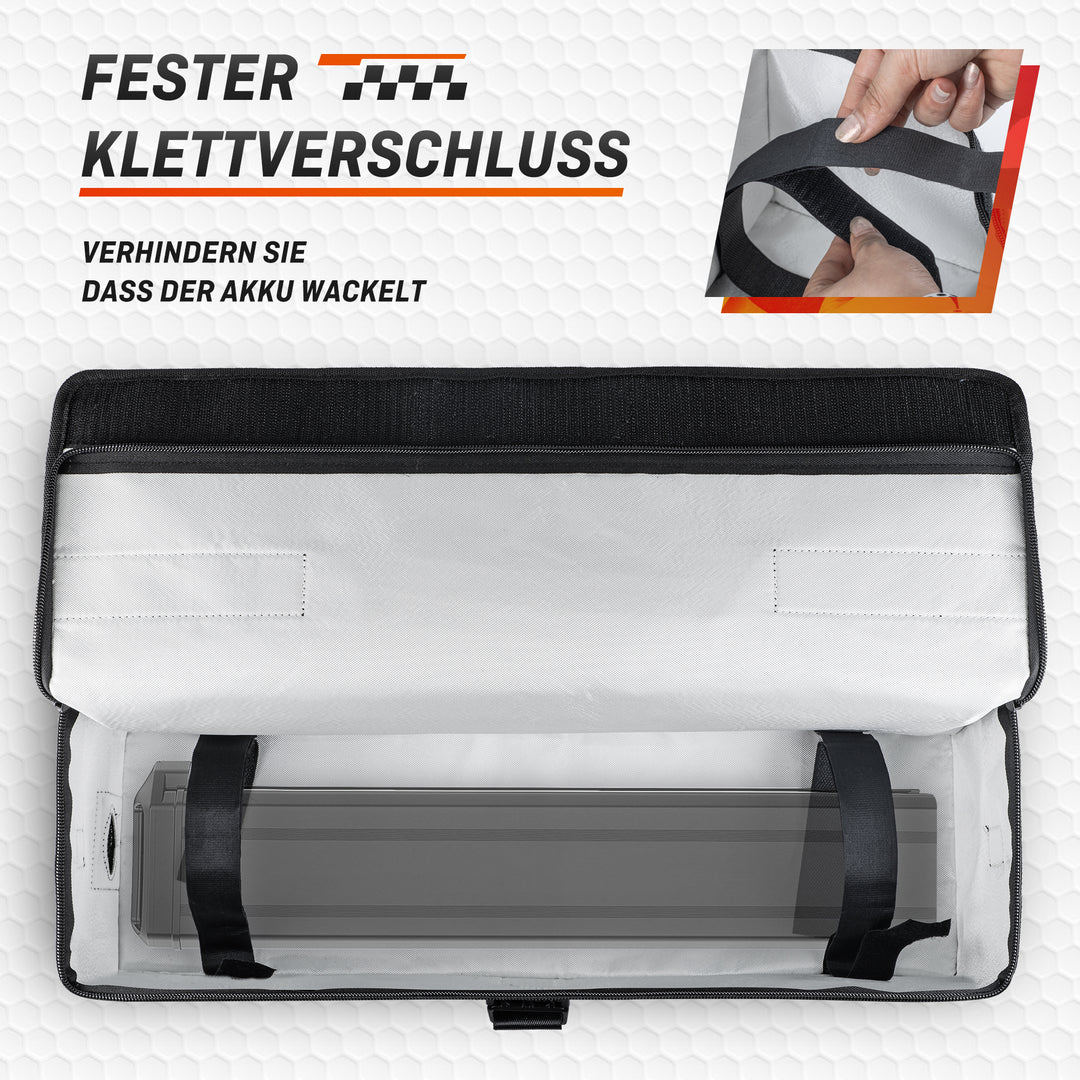 HENMI Ebike Akku Tasche, 1000 °C Feuerfest Zum Sicheren Lagern, Transportieren, Laden,