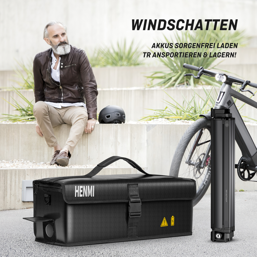 tasche für ladegerät e-bike HENMI Ebike Akku Tasche, 1000 °C Feuerfest Zum Sicheren Lagern, Transp