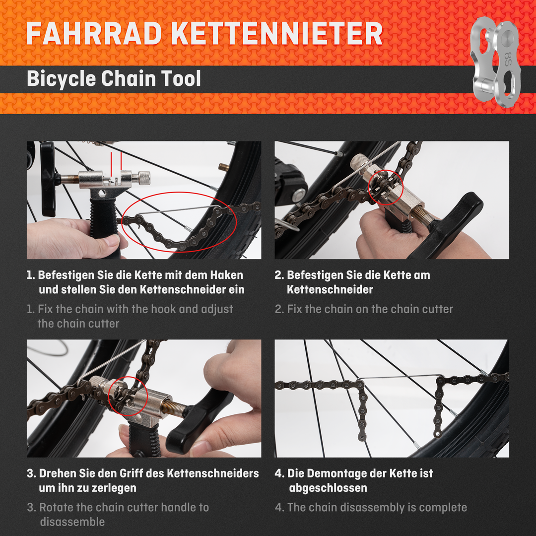 HENMI Kettennieter Fahrrad, Kettenzange, Kettenschloss Zange und 4 Paa